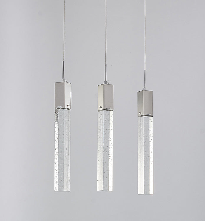 Frame Island Light with Hanging Clear Bubble Block Crystals by Bethel - view 5