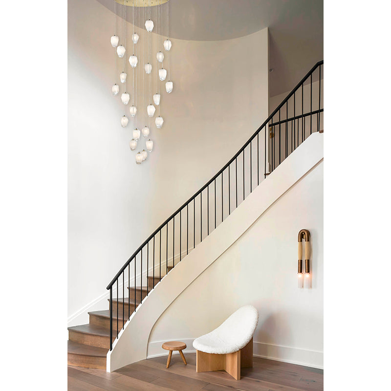 Round Flushed Chandelier with Hanging Glass Pendants by Bethel - view 13