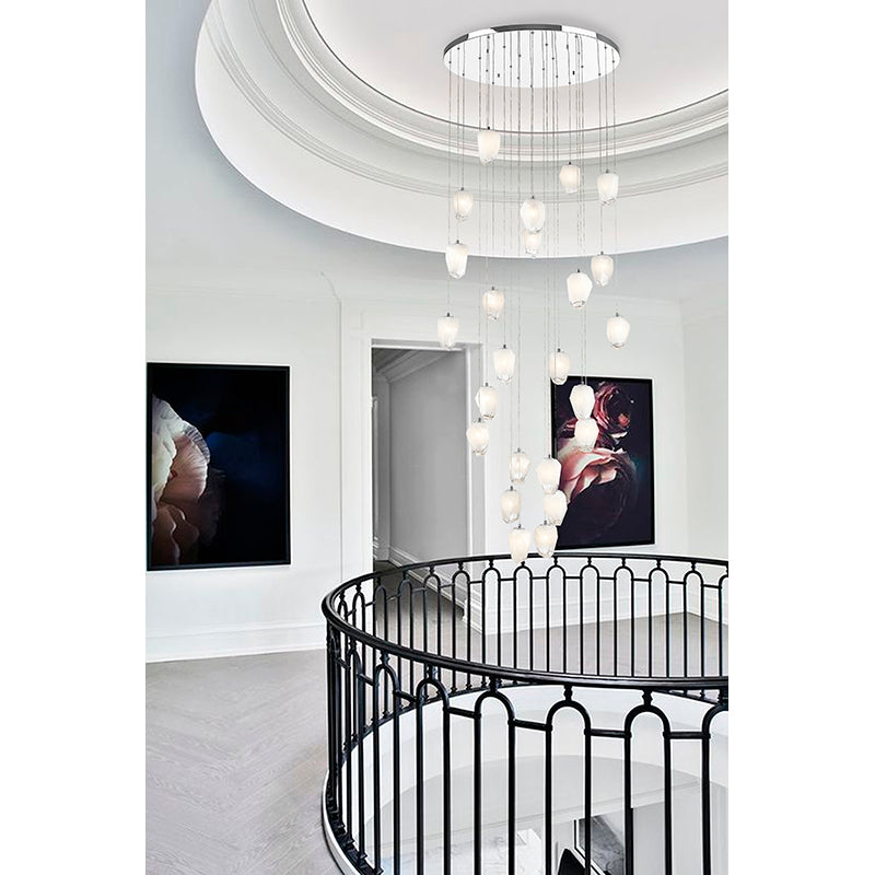 Round Flushed Chandelier with Hanging Glass Pendants by Bethel - view 10