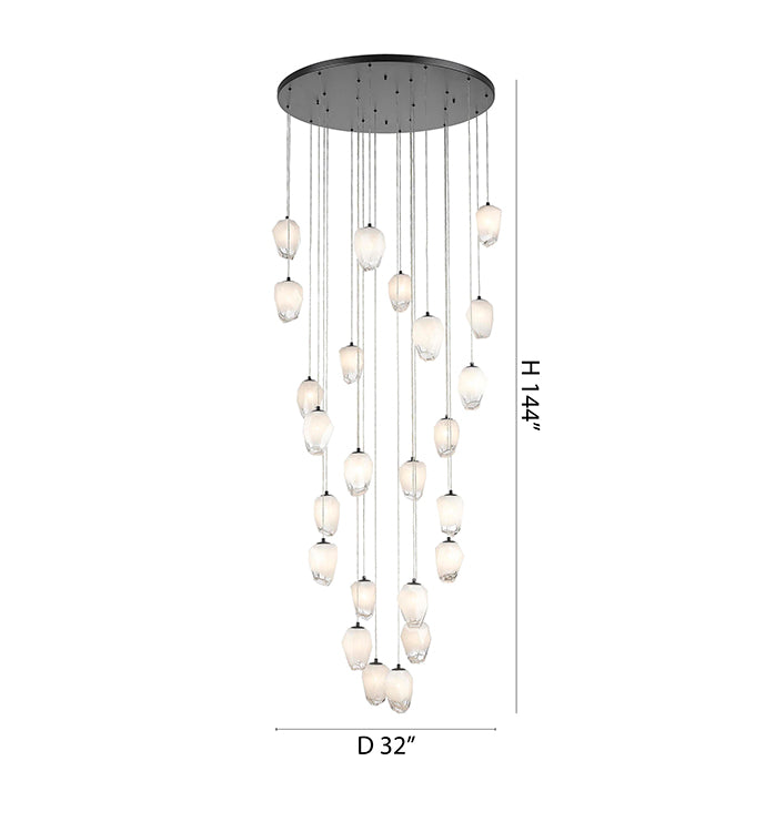 Round Flushed Chandelier with Hanging Glass Pendants by Bethel - view 4