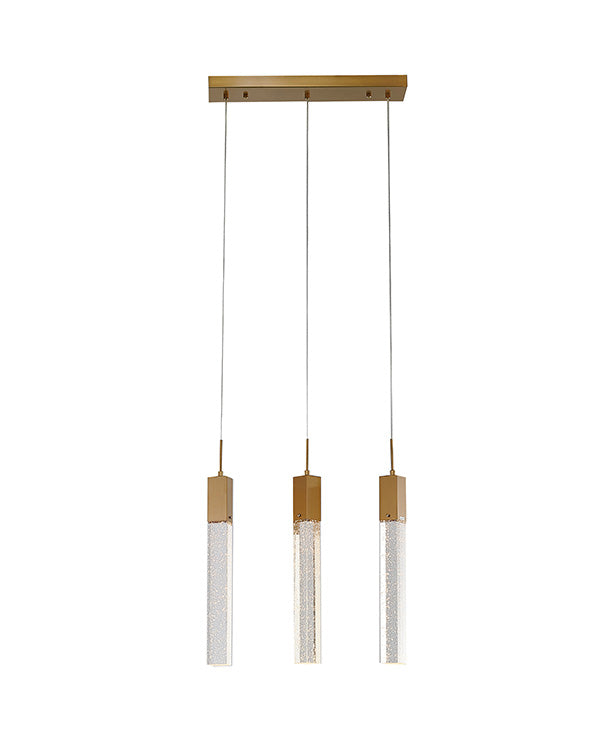 Frame Island Light with Hanging Clear Bubble Block Crystals in Gold by Bethel