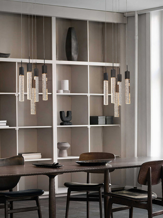 Flushed Frame Chandelier with Hanging Clear Bubble Block Crystals by Bethel - view 16