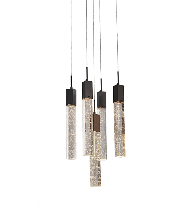 Flushed Frame Chandelier with Hanging Clear Bubble Block Crystals by Bethel - view 17