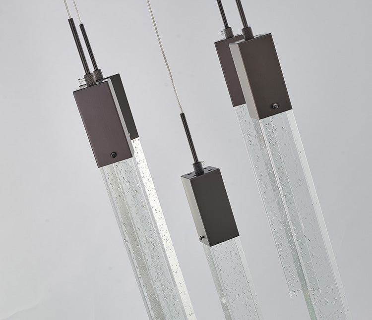 Flushed Frame Chandelier with Hanging Clear Bubble Block Crystals by Bethel - view 18