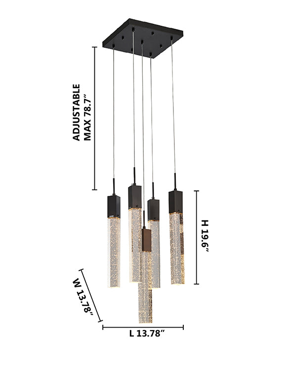 Flushed Frame Chandelier with Hanging Clear Bubble Block Crystals by Bethel - view 20