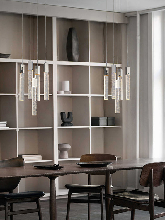 Flushed Frame Chandelier with Hanging Clear Bubble Block Crystals by Bethel - view 2