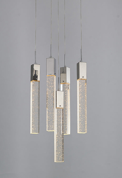 Flushed Frame Chandelier with Hanging Clear Bubble Block Crystals by Bethel - view 4
