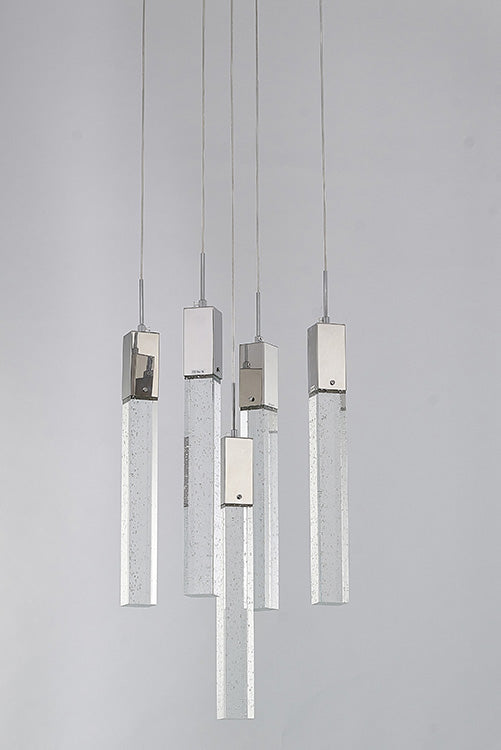 Flushed Frame Chandelier with Hanging Clear Bubble Block Crystals by Bethel - view 5