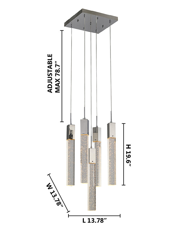 Flushed Frame Chandelier with Hanging Clear Bubble Block Crystals by Bethel - view 6