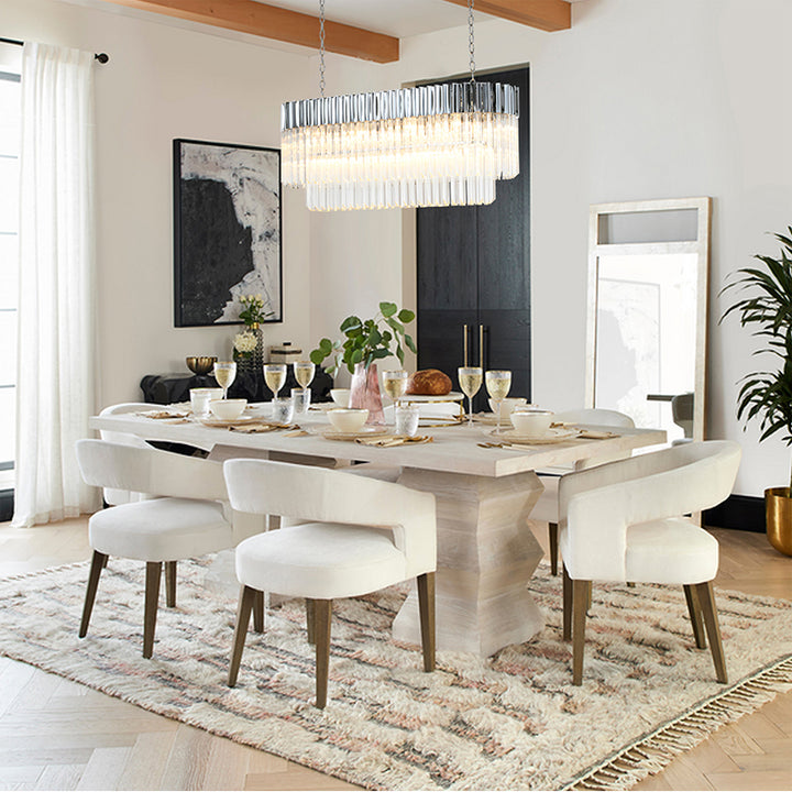 Oval Stainless Steel Frame Chandelier with Clear Hanging Crystals by Bethel - view 16