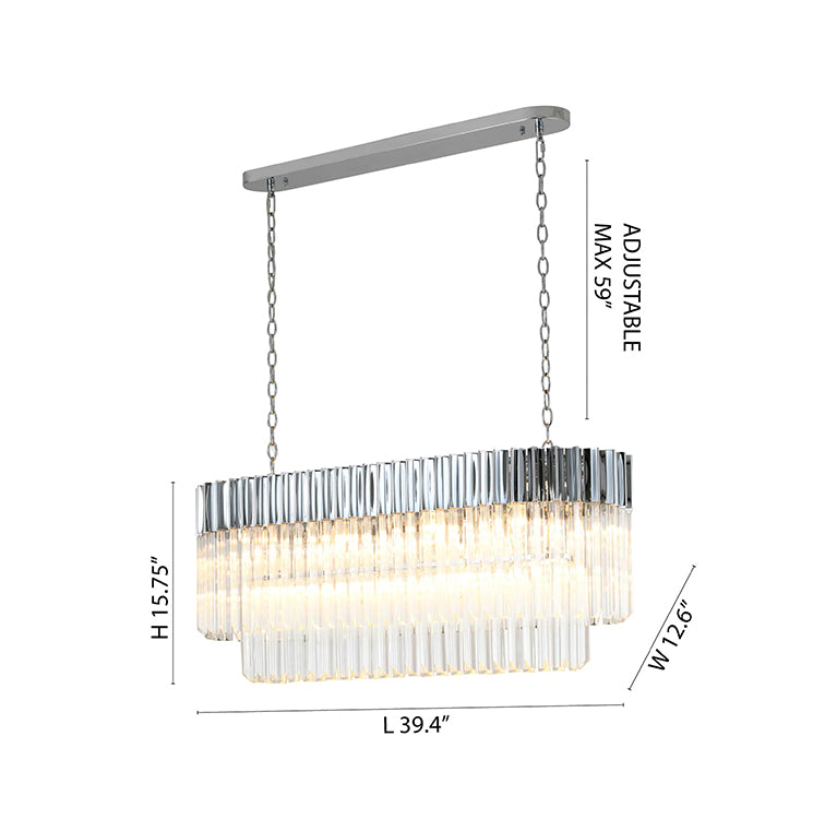 Oval Stainless Steel Frame Chandelier with Clear Hanging Crystals by Bethel - view 17