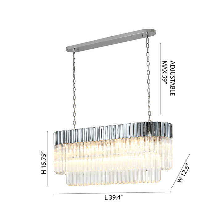 Oval Stainless Steel Frame Chandelier with Clear Hanging Crystals by Bethel - view 17