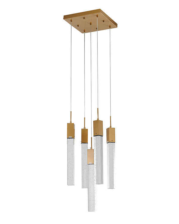 Flushed Frame Chandelier with Hanging Clear Bubble Block Crystals by Bethel - view 10