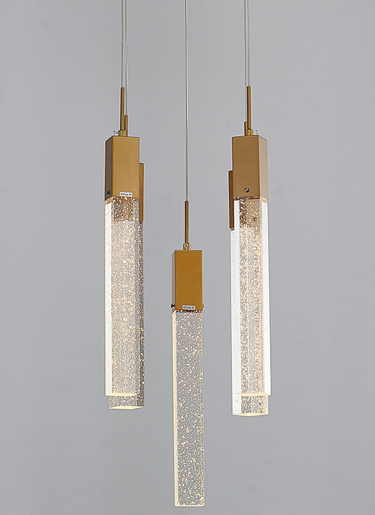 Flushed Frame Chandelier with Hanging Clear Bubble Block Crystals by Bethel - view 11