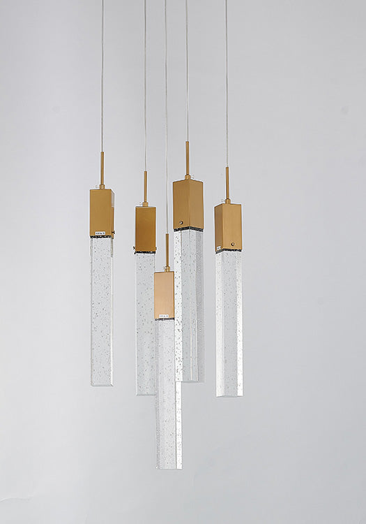 Flushed Frame Chandelier with Hanging Clear Bubble Block Crystals by Bethel - view 12