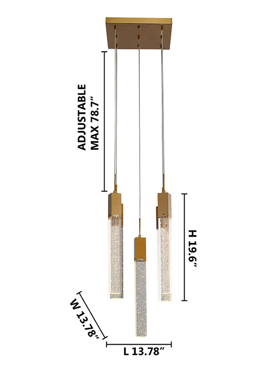 Flushed Frame Chandelier with Hanging Clear Bubble Block Crystals by Bethel - view 13