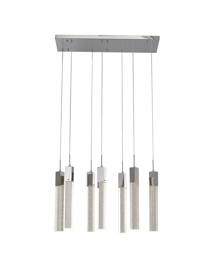 Frame Island Light with Hanging Clear Block Bubble Crystals in Chrome by Bethel