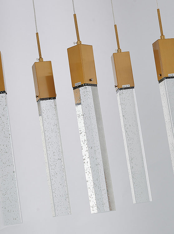 Frame Island Light with Hanging Clear Block Bubble Crystals by Bethel - view 11
