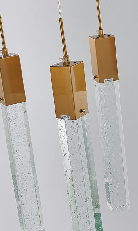 Frame Island Light with Hanging Clear Block Bubble Crystals by Bethel - view 12