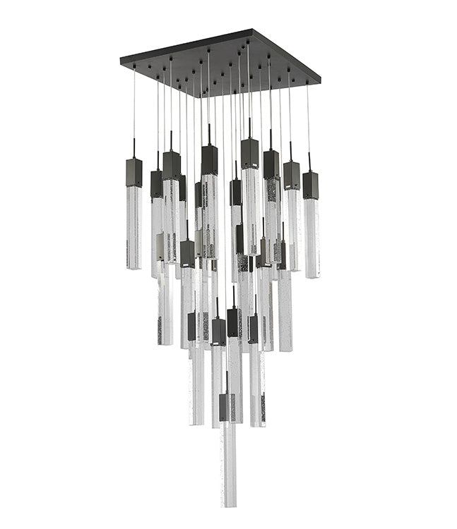 Flushed Frame Chandelier with Hanging Clear Bubble Block Crystals by Bethel - view 39