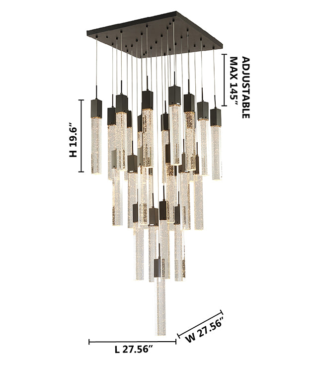 Flushed Frame Chandelier with Hanging Clear Bubble Block Crystals by Bethel - view 40