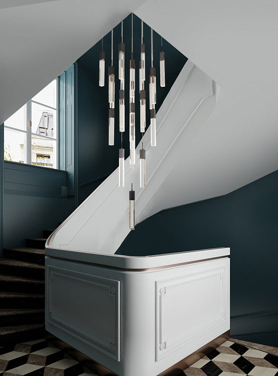 Flushed Frame Chandelier with Hanging Clear Bubble Block Crystals by Bethel - view 42