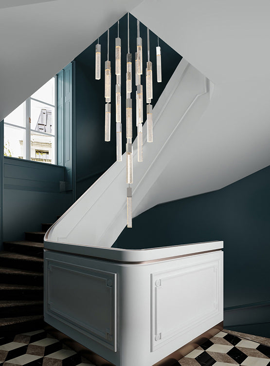 Flushed Frame Chandelier with Hanging Clear Bubble Block Crystals by Bethel - view 24
