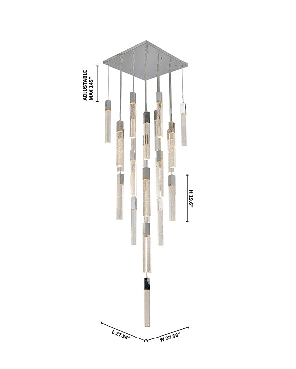 Flushed Frame Chandelier with Hanging Clear Bubble Block Crystals by Bethel - view 28