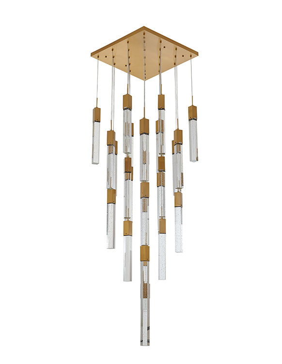 Flushed Frame Chandelier with Hanging Clear Bubble Block Crystals by Bethel - view 33