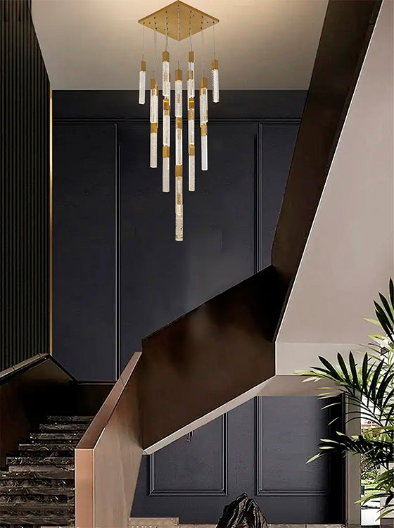 Flushed Frame Chandelier with Hanging Clear Bubble Block Crystals by Bethel - view 34