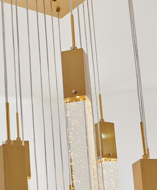 Flushed Frame Chandelier with Hanging Clear Bubble Block Crystals by Bethel - view 35