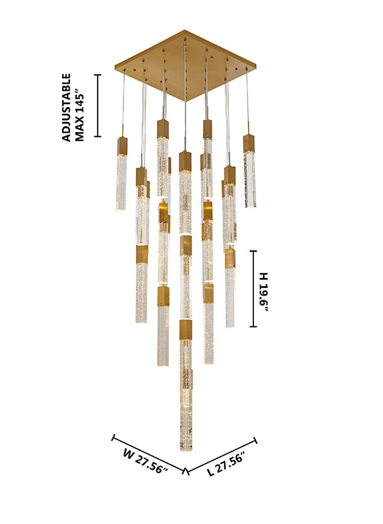 Flushed Frame Chandelier with Hanging Clear Bubble Block Crystals by Bethel - view 36