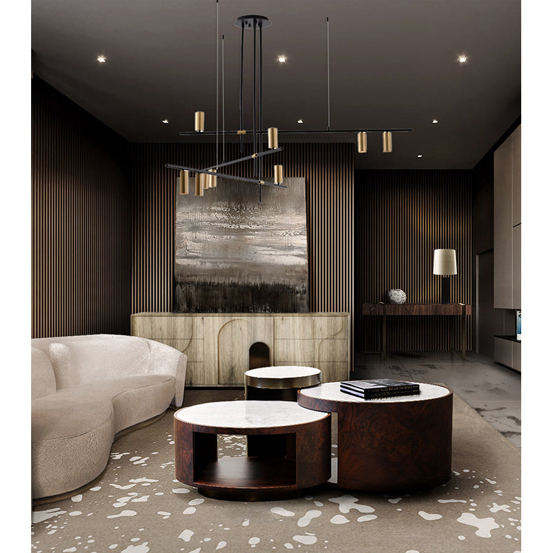 Black Frame LED Chandelier with Gold Accent Lights by Bethel - view 3