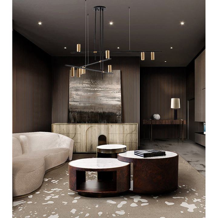 Black Frame LED Chandelier with Gold Accent Lights by Bethel - view 3