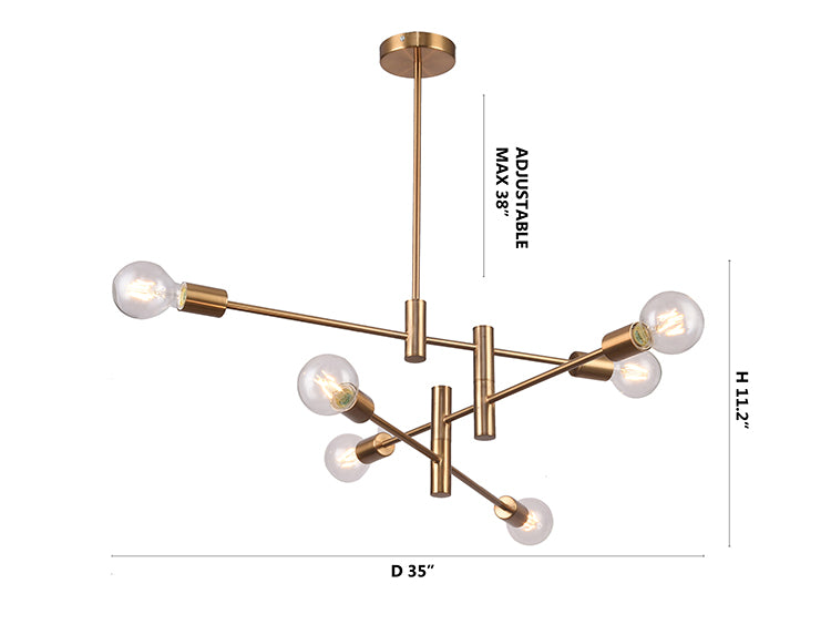 Three Tier Pipe Arm Ceiling Fixture by Bethel - view 5