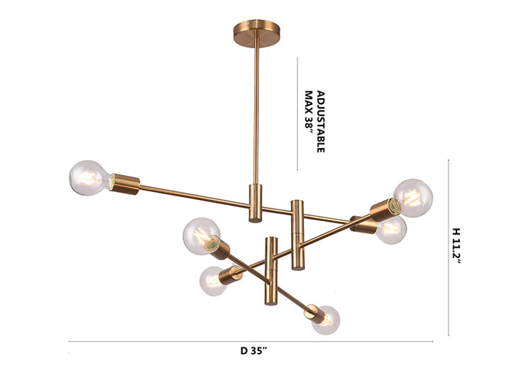 Three Tier Pipe Arm Ceiling Fixture by Bethel - view 5