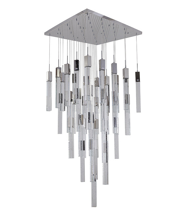 Flushed Frame Chandelier with Hanging Clear Block Bubble Crystals by Bethel - view 3