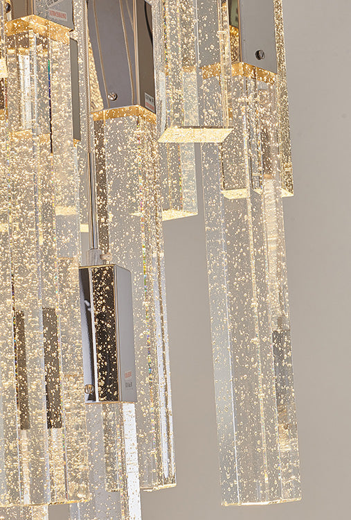 Flushed Frame Chandelier with Hanging Clear Block Bubble Crystals by Bethel - view 4