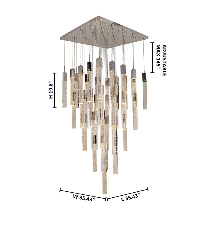 Flushed Frame Chandelier with Hanging Clear Block Bubble Crystals by Bethel - view 6