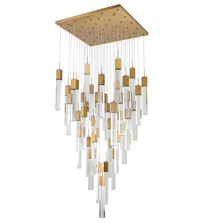 Flushed Frame Chandelier with Hanging Clear Block Bubble Crystals by Bethel - view 10