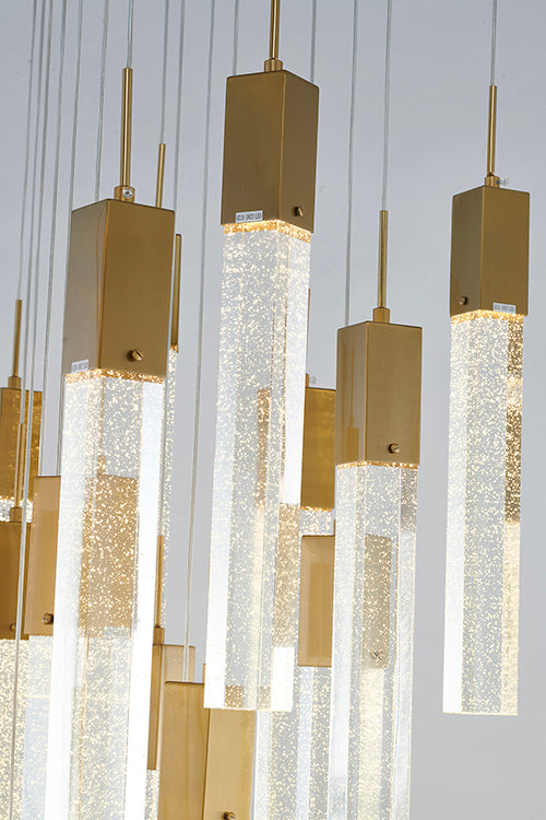 Flushed Frame Chandelier with Hanging Clear Block Bubble Crystals by Bethel - view 12