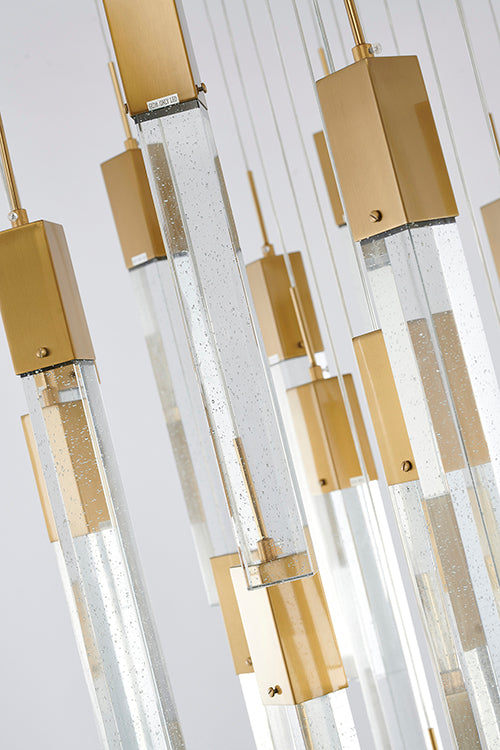 Flushed Frame Chandelier with Hanging Clear Block Bubble Crystals by Bethel - view 13
