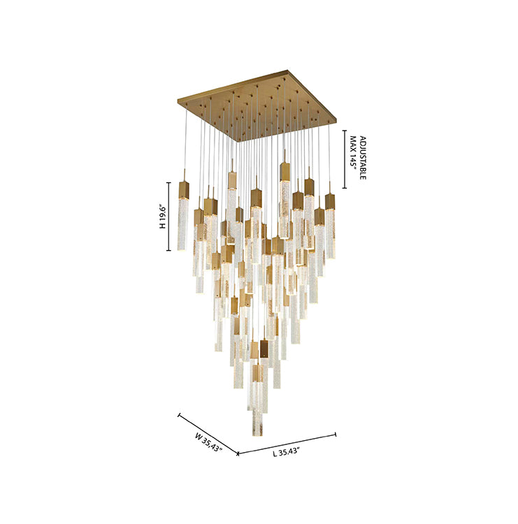 Flushed Frame Chandelier with Hanging Clear Block Bubble Crystals by Bethel - view 14