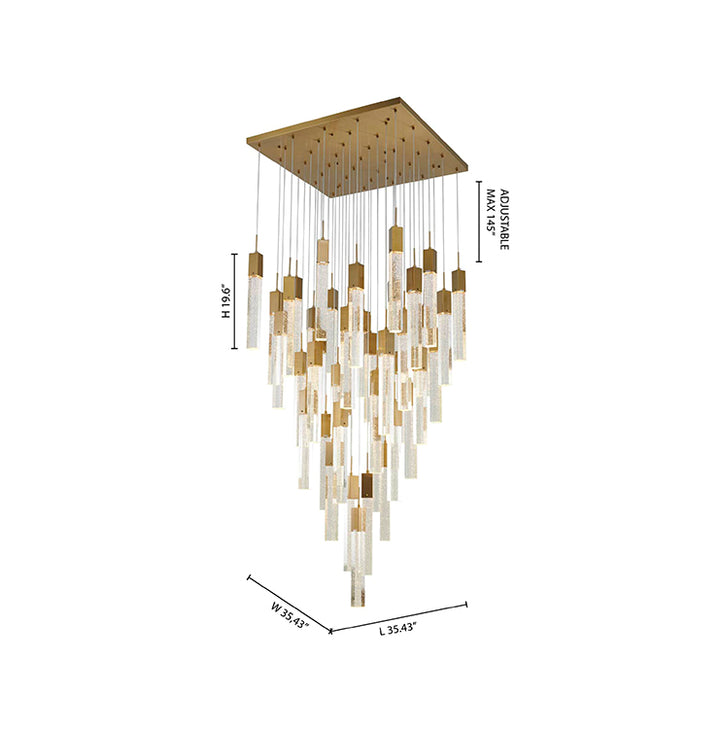 Flushed Frame Chandelier with Hanging Clear Block Bubble Crystals by Bethel - view 14