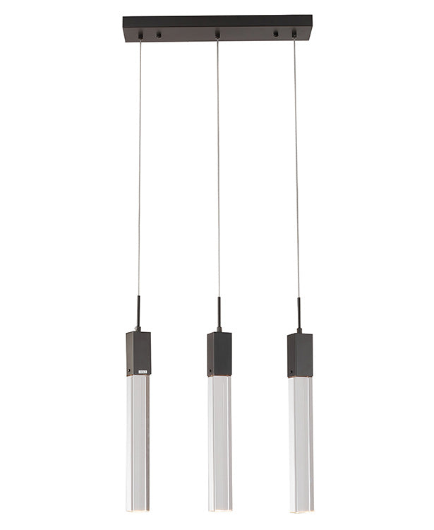 Black Gun Metal Flushed Light with Hanging Clear Block Crystal Pendants by Bethel - view 2