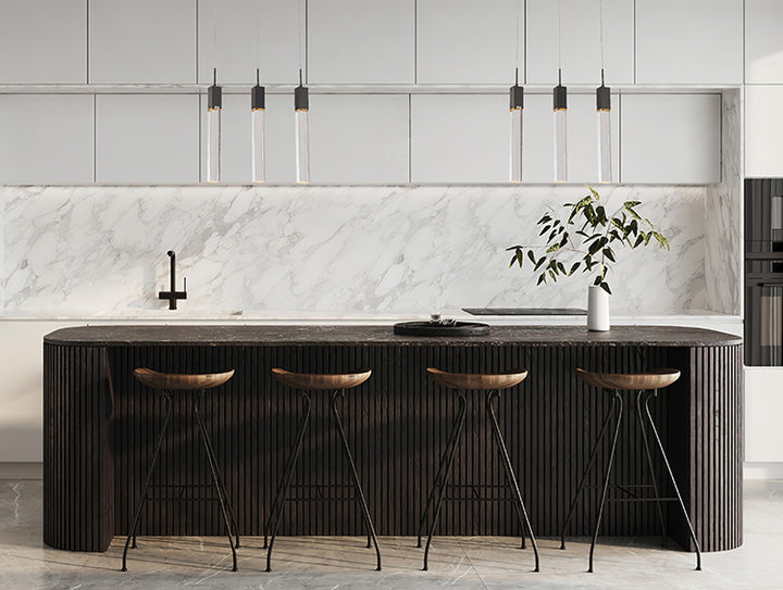 Black Gun Metal Flushed Light with Hanging Clear Block Crystal Pendants by Bethel - view 3