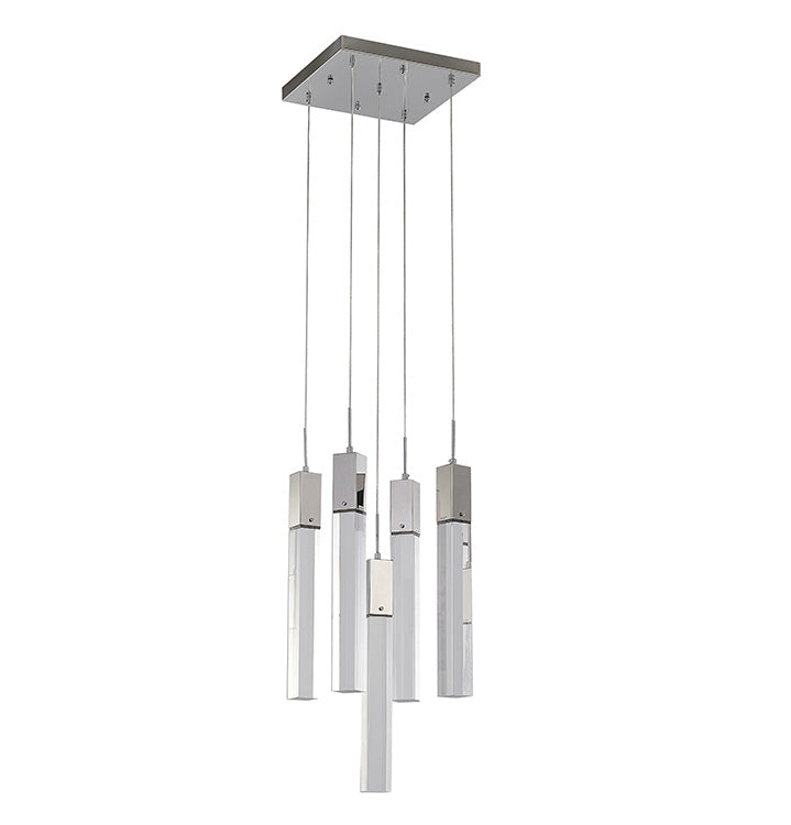 Flushed Frame Chandelier with Hanging Clear Block Crystal Pendants by Bethel - view 2