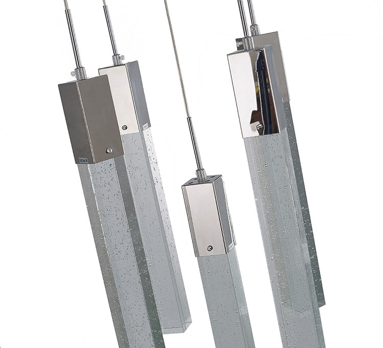 Flushed Frame Chandelier with Hanging Clear Block Crystal Pendants by Bethel - view 3
