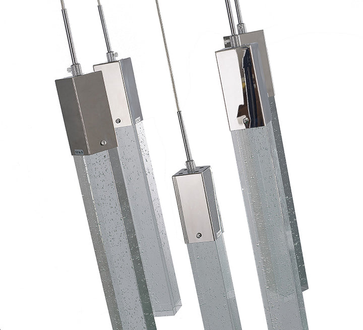 Flushed Frame Chandelier with Hanging Clear Block Crystal Pendants by Bethel - view 3