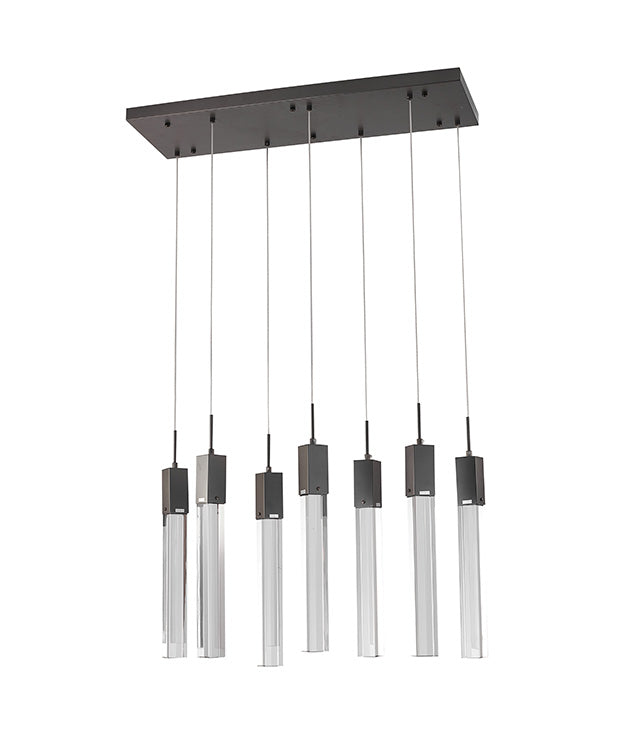 Black Gun Metal Flushed Frame with Hanging Clear Block Crystal Pendants by Bethel